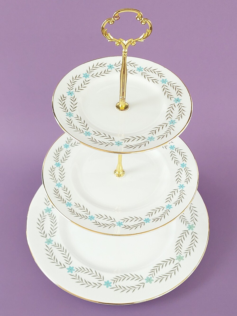 3 Tier Vintage English Bone China Cake Stand Tea Party Wedding Gift